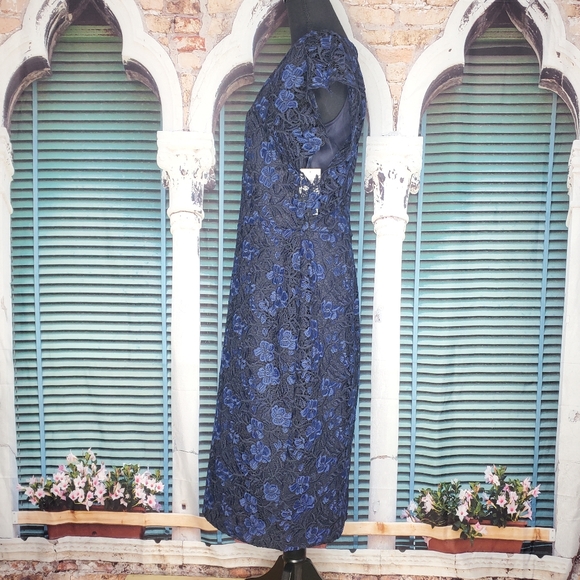 Ralph Lauren Embroidered Petal Sleeve V-Neck Knee Length Sheath Dress - NWT - Picture 6 of 12